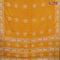 Batik cotton saree yellow with allover sequin work & batik butta prints and printed lace work border