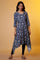 Blue Floral Printed Asymmetrical Kurta and Leggings Set
