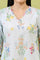 Blue Floral Printed Pure Cotton A-line Kurta with Thread Embroidery