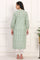 New Sage Green Ikat Printed A-Line Pure Cotton Kurta