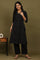 Black Yarn Dyed Floral Embroidered Pure Cotton Straight Kurta