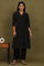 Black Yarn Dyed Floral Embroidered Pure Cotton Straight Kurta