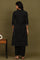 Black Yarn Dyed Floral Embroidered Pure Cotton Straight Kurta