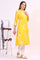 Mango Yellow Floral Printed Shantung A-line Kurta