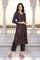 Black Floral Embroidered Straight Crape Kurta