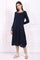 Navy Blue Embroidered A-Line Acrylic Winter Kurta