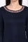 Navy Blue Embroidered A-Line Acrylic Winter Kurta