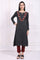 Grey Embroidered A-Line Acrylic Winter Kurta