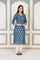 Blue Floral Printed Straight Cotton Kurta
