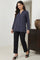 Black Solid Ankle Length Cotton Blend Slim Pants