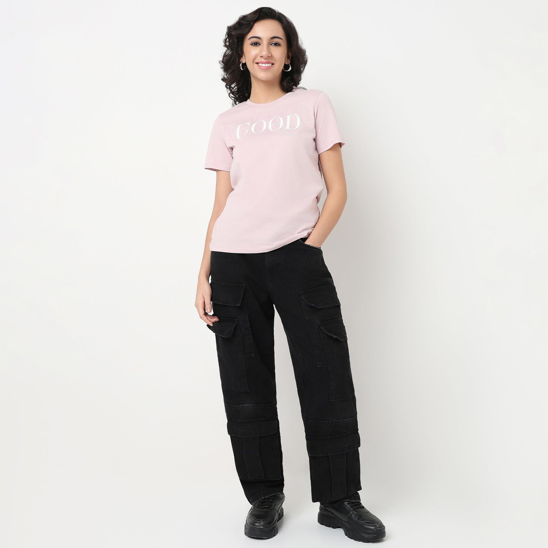 Cotton Crew Neck Graphic T-Shirt