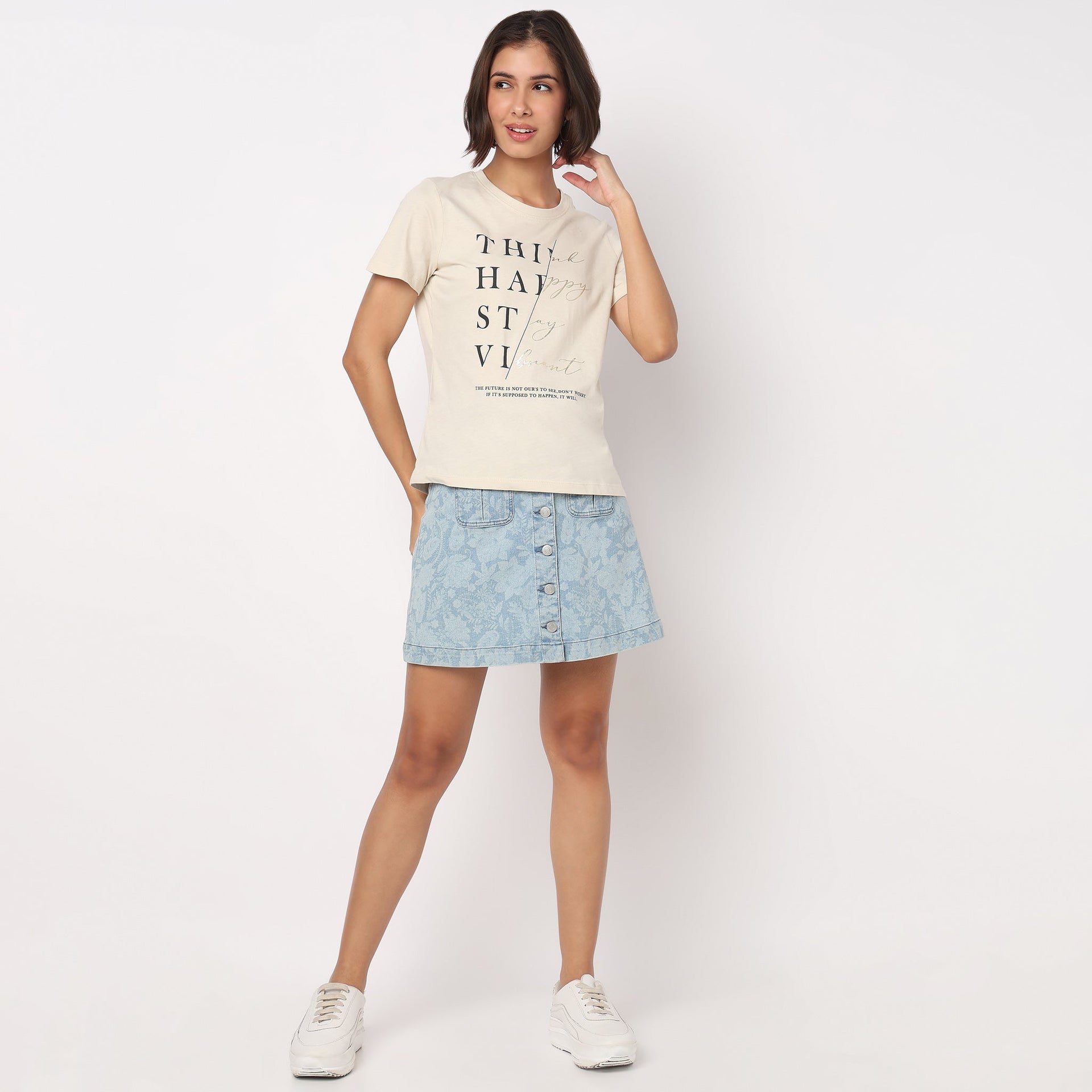 Cotton Crew Neck Graphic T-Shirt