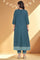 Teal Printed Rayon Kurta and Straight Pant Set