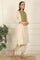 White Embroidered Yoke Cotton Crepe A-line Kurta, Pants and Dupatta Set