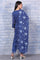 Blue Embroidered Kota Straight Kurta, Pants and Dupatta Set