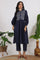 Navy Blue Embroidered Yoke Pure Cotton Kurta and Pants Co-ord Set