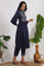 Navy Blue Embroidered Yoke Pure Cotton Kurta and Pants Co-ord Set