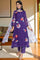 Amesthyst Purple Solid Printed Organza A-Line Kurta, Straight Pant and Dupatta Set