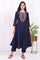 Navy Blue Embroidered Straight Kurta and Pants Co-ord Set