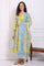 Blue Bold Floral Printed Pure Cotton Flared Kurta, Straight Pants and Dupatta Set