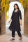 Black Embroidered A-Line Kurta with Straight Pant and Dupatta Set