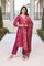 Magenta Embroidered Jacquard A-Line Kurta with Straight Pant and Dupatta Set