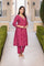 Magenta Embroidered Jacquard A-Line Kurta with Straight Pant and Dupatta Set