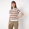 Crew Neck Short Sleeve Kniited Structured Stripped T-Shirt