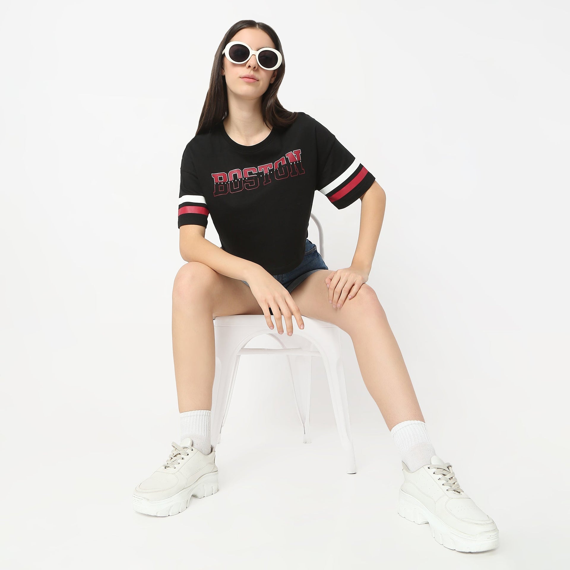 Boxy Fit Graphic Short Sleeve Crop T-Shirt