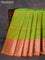 Pure kanjivaram silk saree dual shade of light green and dual shade of pink with copper zari woven buttas and rich copper zari woven border