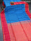 Pure soft silk saree blue shade and dual shade of pinkish orange with allover paalum pazhamum checked pattern and rettapet zari woven border