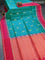 Pure soft silk saree teal blue and pink with allover zari checks & buttas and rettapet zari woven border