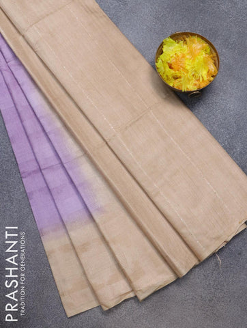 Bamboo silk saree mild purple and sandal with allover thread weaves in borderless style