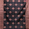 Banarasi cotton saree black with copper zari woven buttas and piping border