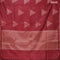 Banarasi cotton saree maroon with copper zari woven geometric buttas and piping border