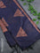 Banarasi cotton saree navy blue with copper zari woven geometric buttas and piping border