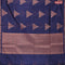 Banarasi cotton saree navy blue with copper zari woven geometric buttas and piping border