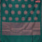 Banarasi cotton saree peacock green with copper zari woven buttas and piping border