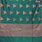 Banarasi cotton saree peacock green with copper zari woven geometric buttas and piping border