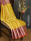 Banarasi kora saree yellow and pink with allover zari weaves and zari woven border