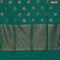 Banarasi semi cotton saree teal green with copper zari woven geometric buttas and piping zari woven border