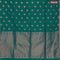 Banarasi semi cotton saree teal green with geometric copper zari woven buttas and zari woven piping border