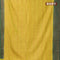 Banarasi semi silk saree yellow and dark green with allover weaves and woven border