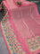 Banarasi tissue organza saree pink with plain body and kalamkari printed border