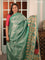 Banarasi tissue organza saree teal green with plain body and kalamkari printed border