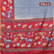 Bhagalpuri saree grey and red with allover zari woven stripes pattern and pichwai printed border