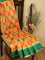 Bhagalpuri saree mango yellow and green with allover ikat prints and simple zari border