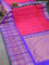 Pure gadwal silk saree pink and blue with allover zari woven buttas and temple design long rich zari woven border