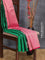 Pure kanjivaram silk saree green and pink with silver & copper zari woven buttas in borderless style