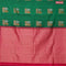 Pure kanjivaram silk saree green and pink with silver & copper zari woven buttas in borderless style